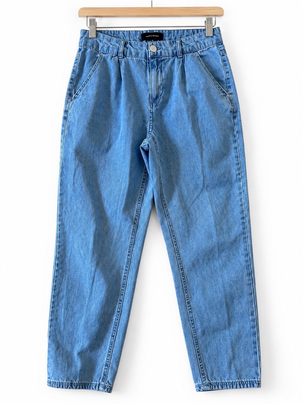 Who What Wear Blue High Rise Cropped Tapered Mom Jeans Size 10